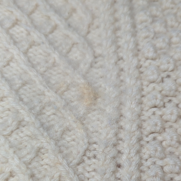 Vintage Handknitted Fisherman Women's Cream Cable Knit Cardigan Wool - Picture 6 of 8